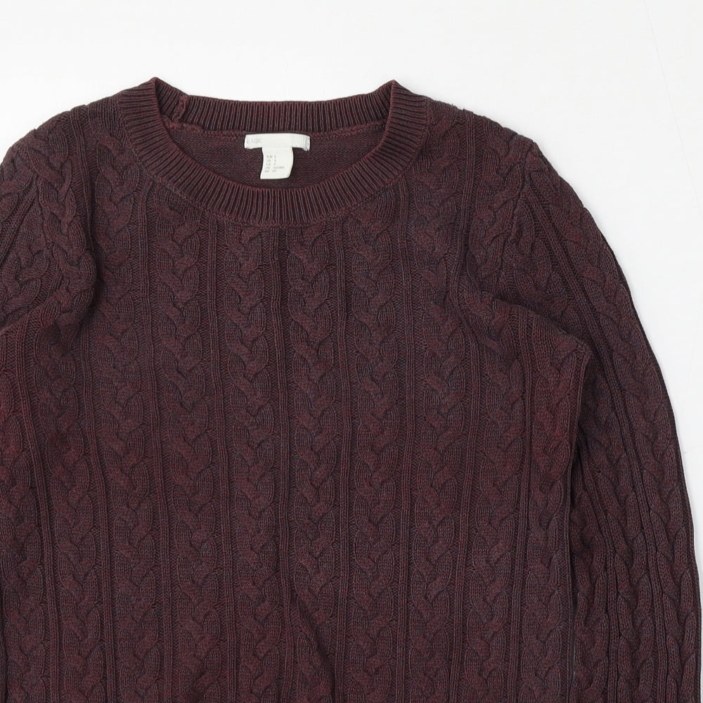 H&M Womens Red Round Neck  Acrylic Pullover Jumper Size S