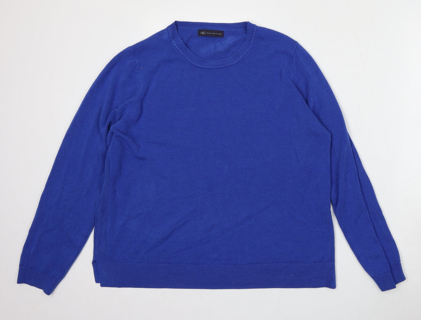 Marks Womens Blue Round Neck  Polyester Pullover Jumper Size L