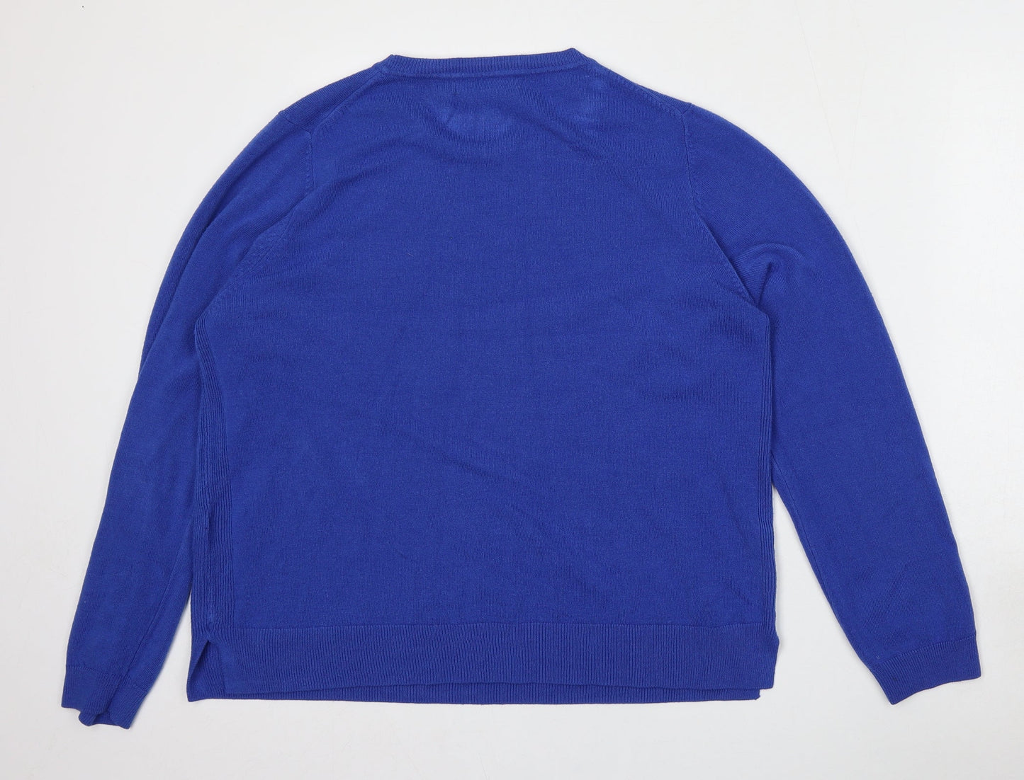Marks Womens Blue Round Neck  Polyester Pullover Jumper Size L