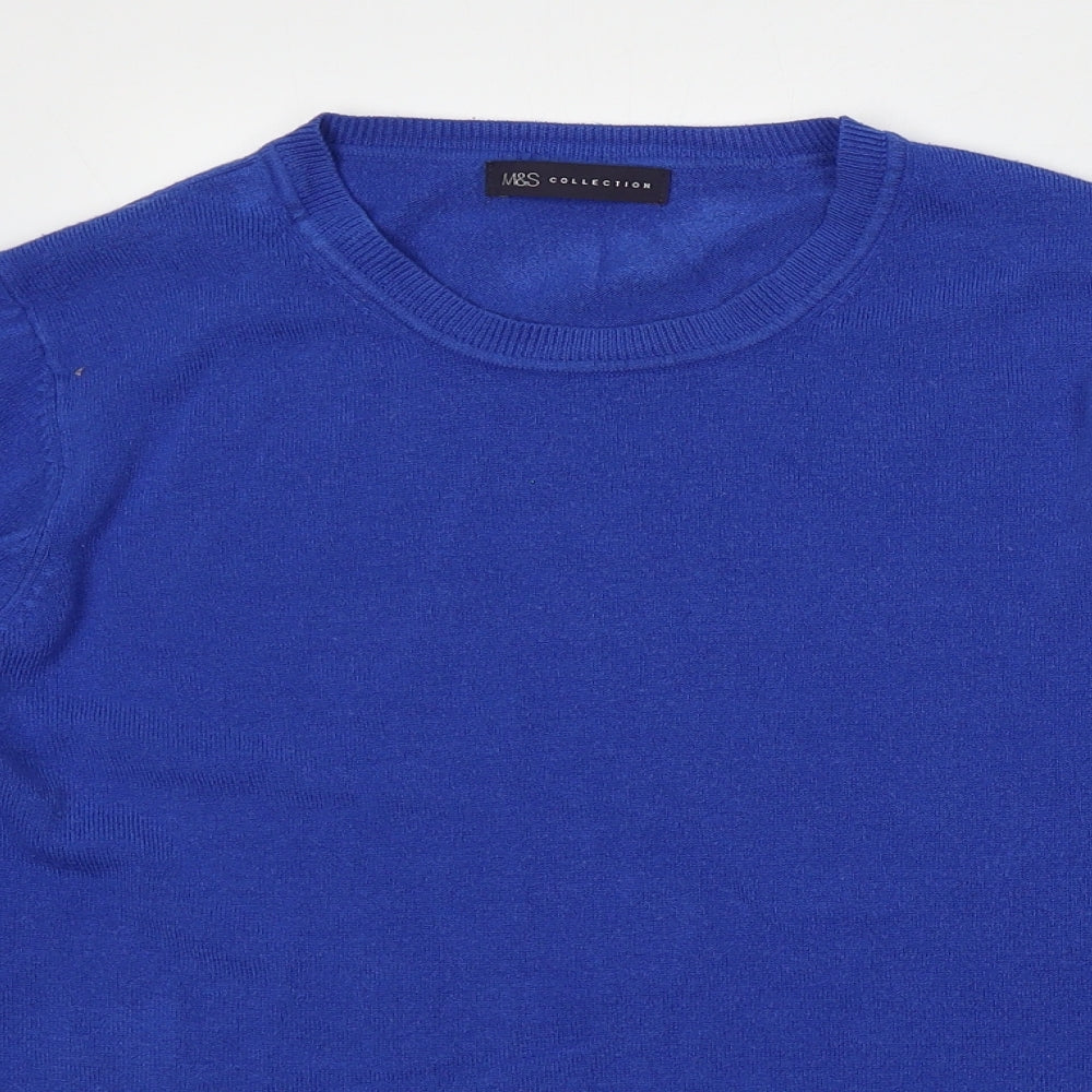 Marks Womens Blue Round Neck  Polyester Pullover Jumper Size L