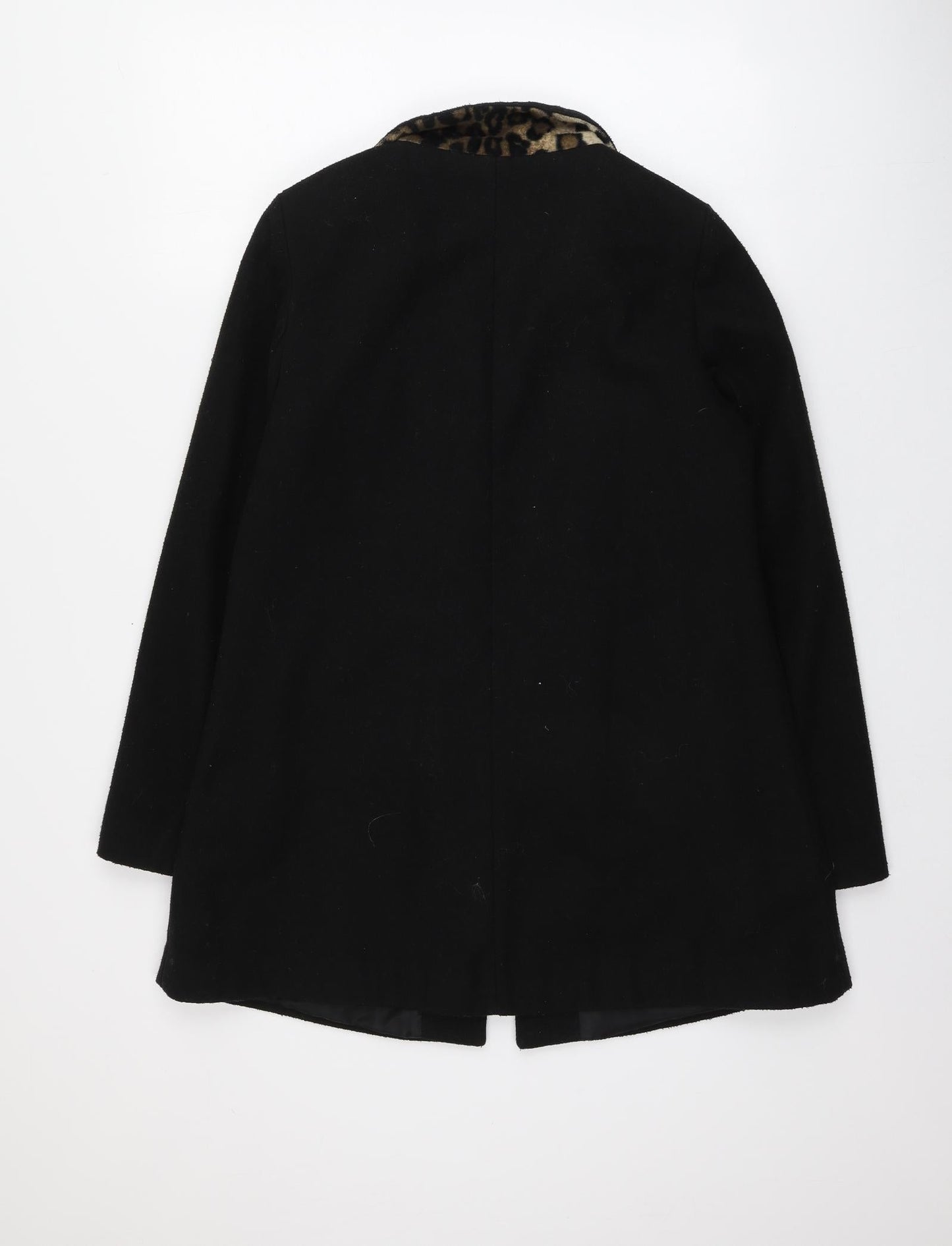Atmosphere Womens Black Animal Print  Overcoat Coat Size 8