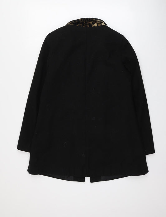 Atmosphere Womens Black Animal Print  Overcoat Coat Size 8