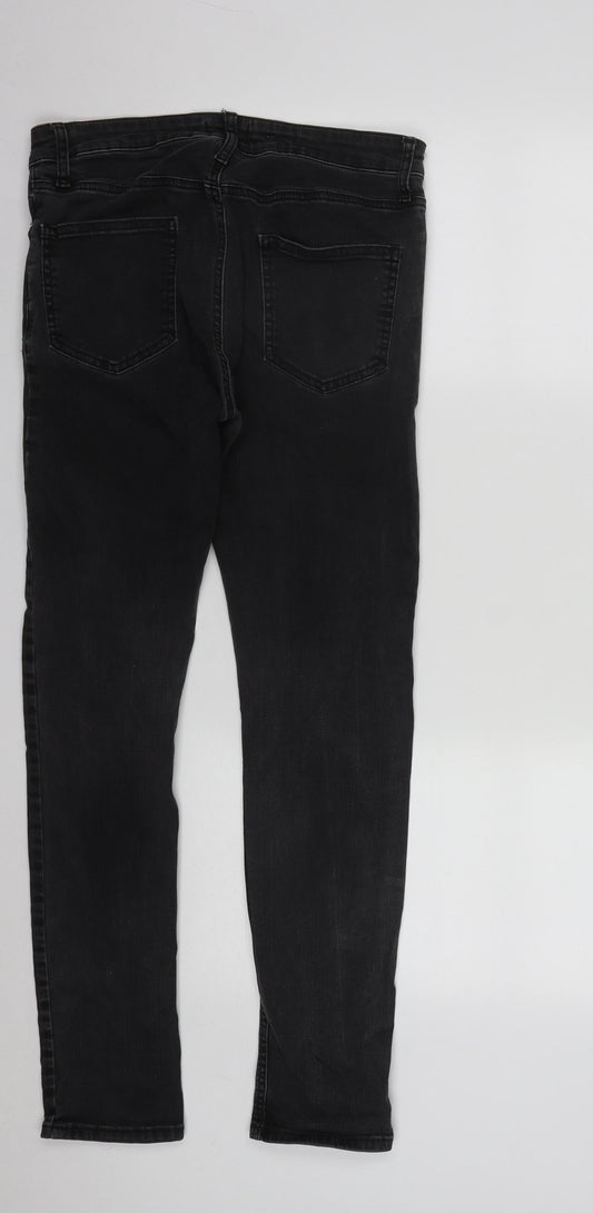 Topman Mens Black  Cotton Skinny Jeans Size 32 in L29 in Regular Zip