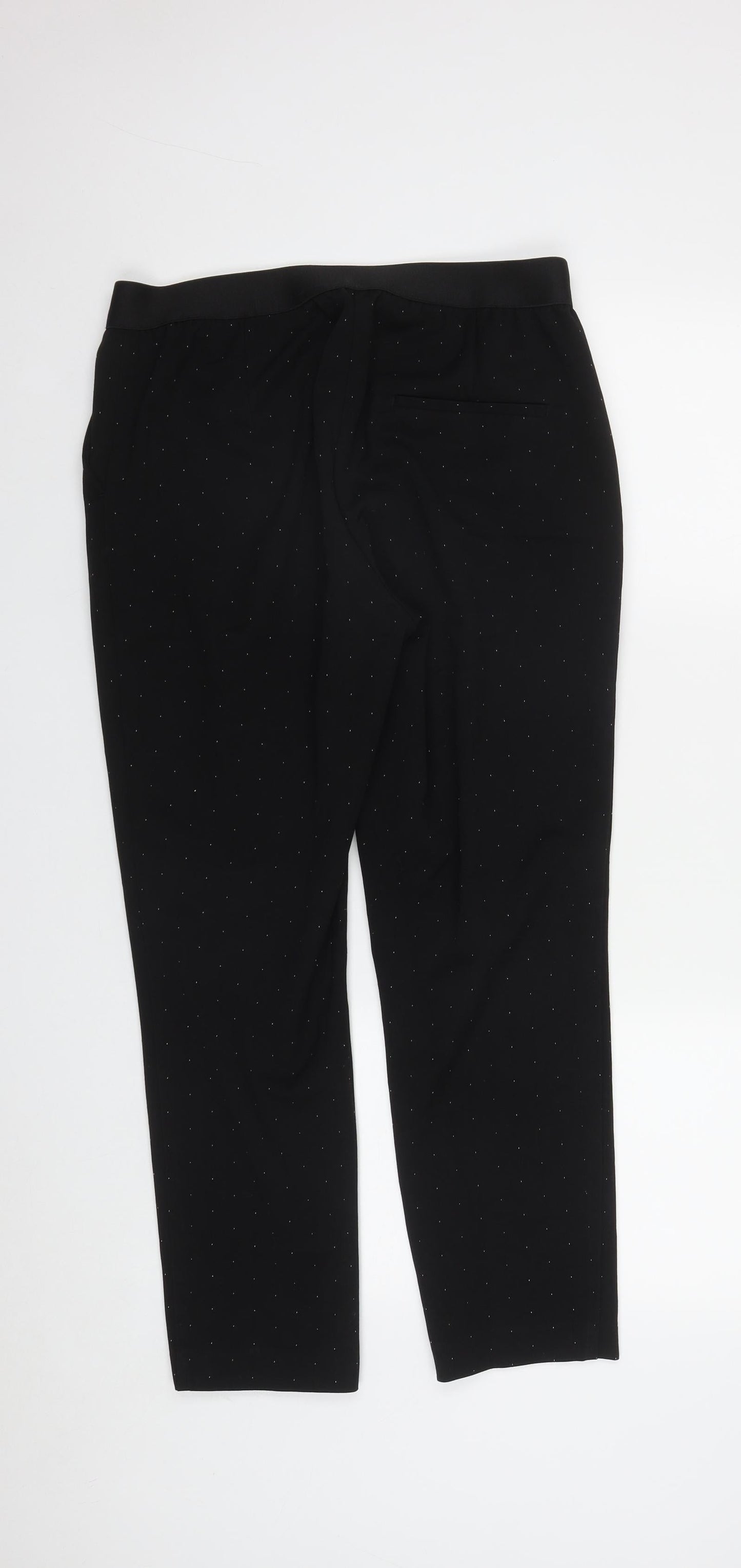 H&M Womens Black Polka Dot Polyester Trousers  Size 12 L26 in Regular