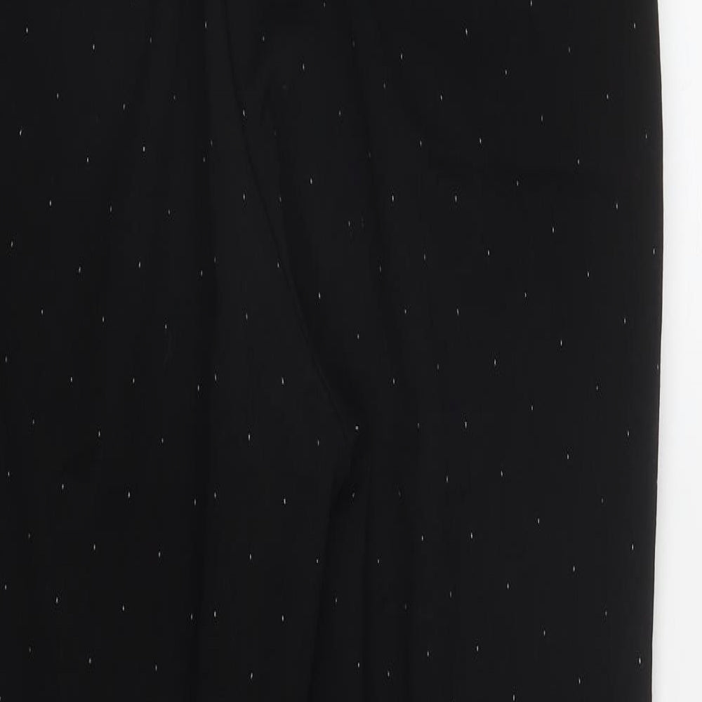 H&M Womens Black Polka Dot Polyester Trousers  Size 12 L26 in Regular