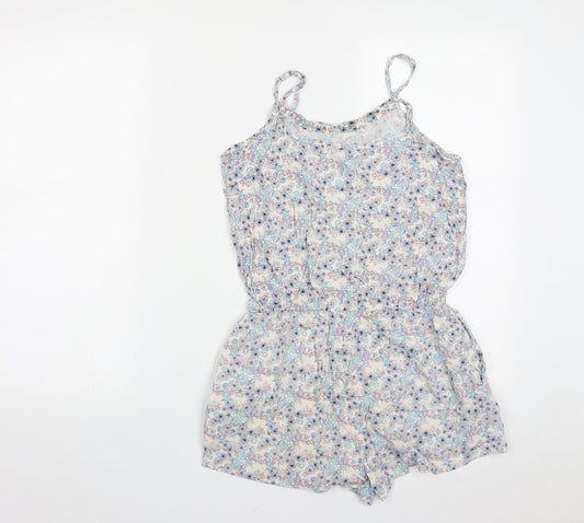 New Look Girls Multicoloured Floral Viscose Leotard One-Piece Size 13 Years  Button