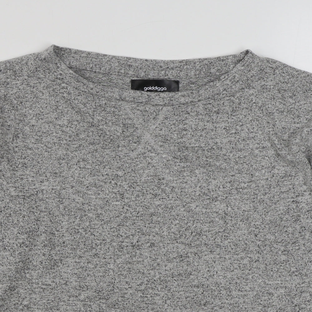 Golddigga Womens Grey  Viscose Pullover Sweatshirt Size 10  Pullover
