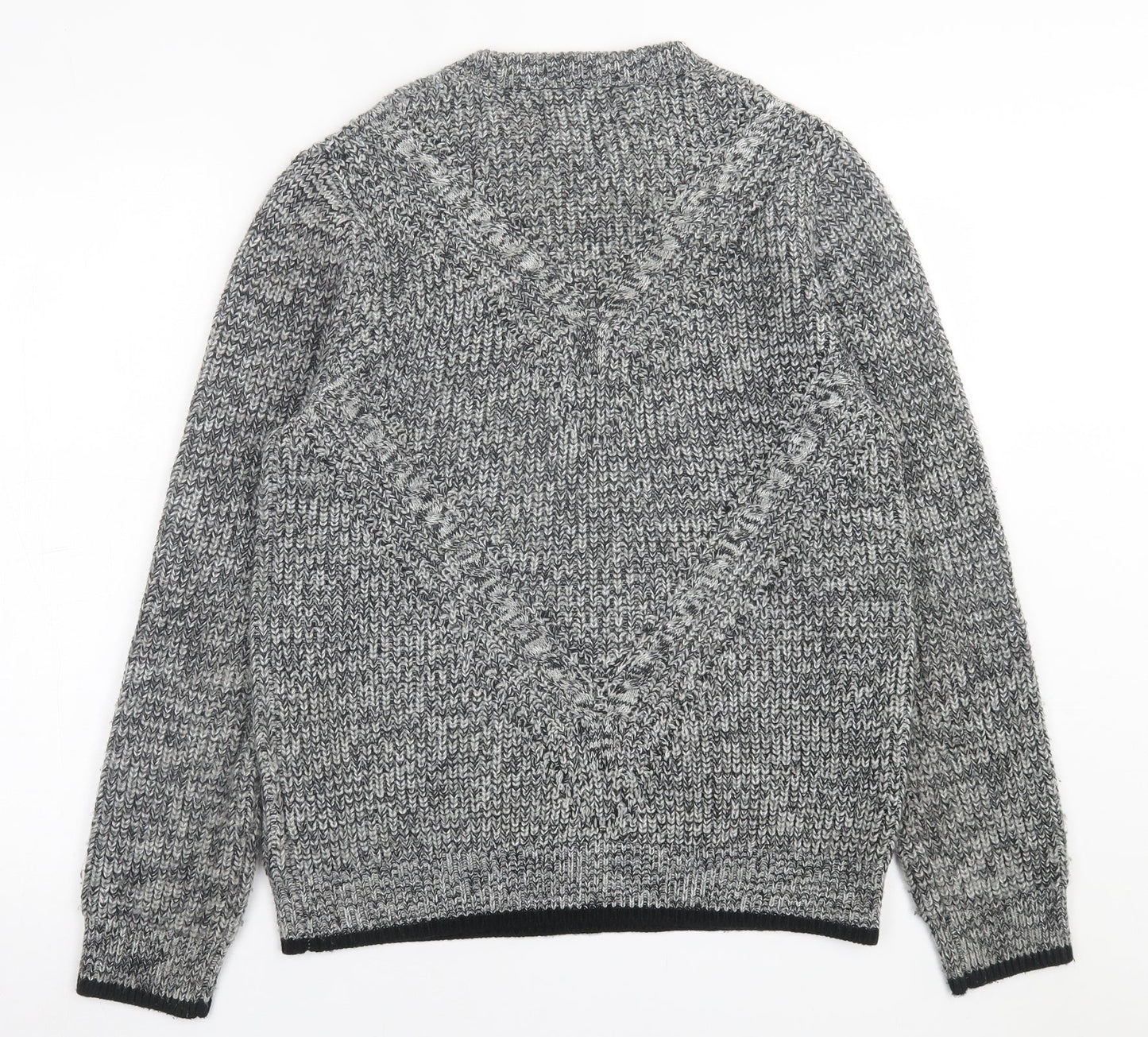 Topman Mens Grey Crew Neck  Acrylic Pullover Jumper Size S