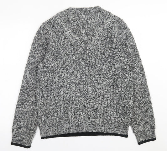 Topman Mens Grey Crew Neck  Acrylic Pullover Jumper Size S