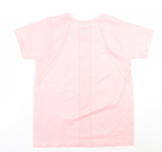 Dunnes Stores Womens Pink  Nylon Basic T-Shirt Size S Crew Neck Pullover