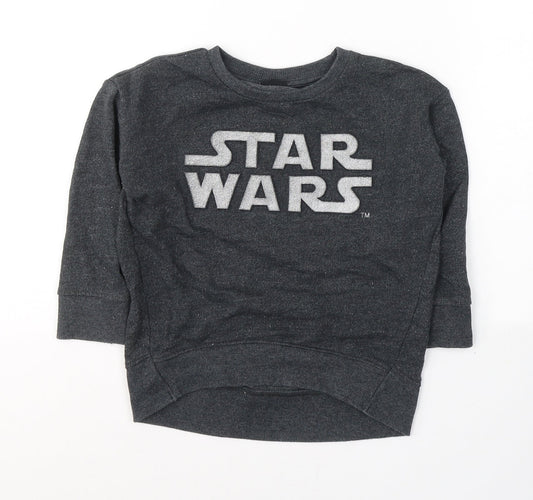 Star Wars Boys Grey  Cotton Pullover Sweatshirt Size 3-4 Years  Pullover