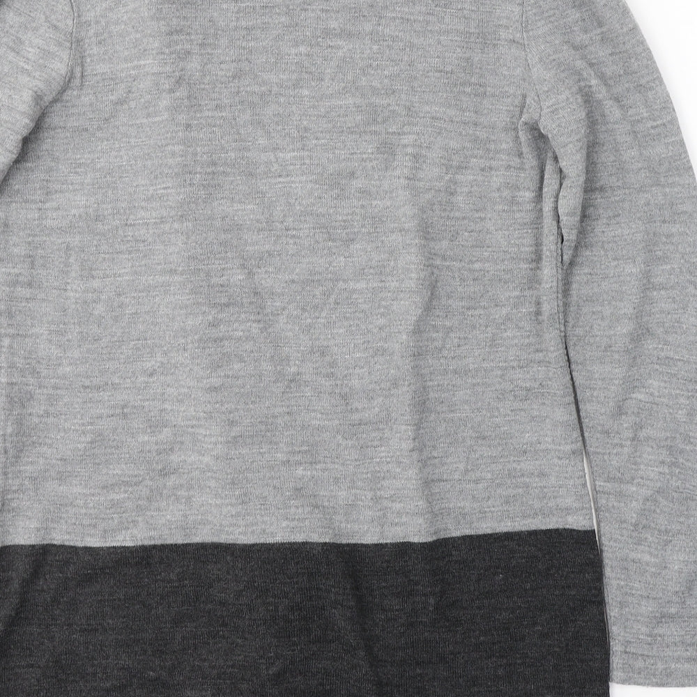 Nina Leonard Womens Grey Round Neck  Acrylic Wrap Jumper Size M