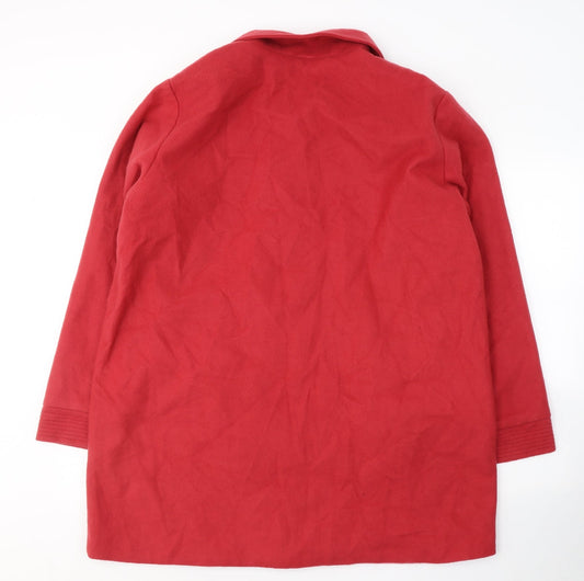Anne De Lancay Womens Red   Pea Coat Coat Size L  Button