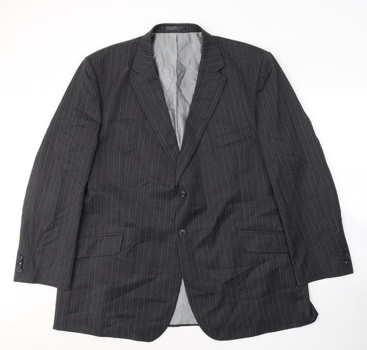 Preworn Mens Grey Striped Wool Jacket Suit Jacket Size 46