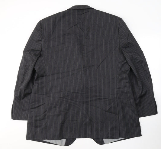Preworn Mens Grey Striped Wool Jacket Suit Jacket Size 46
