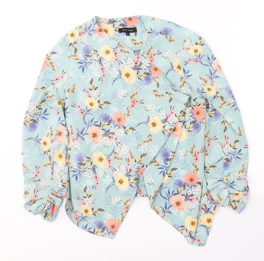New Look Womens Blue Floral  Jacket Blazer Size 8