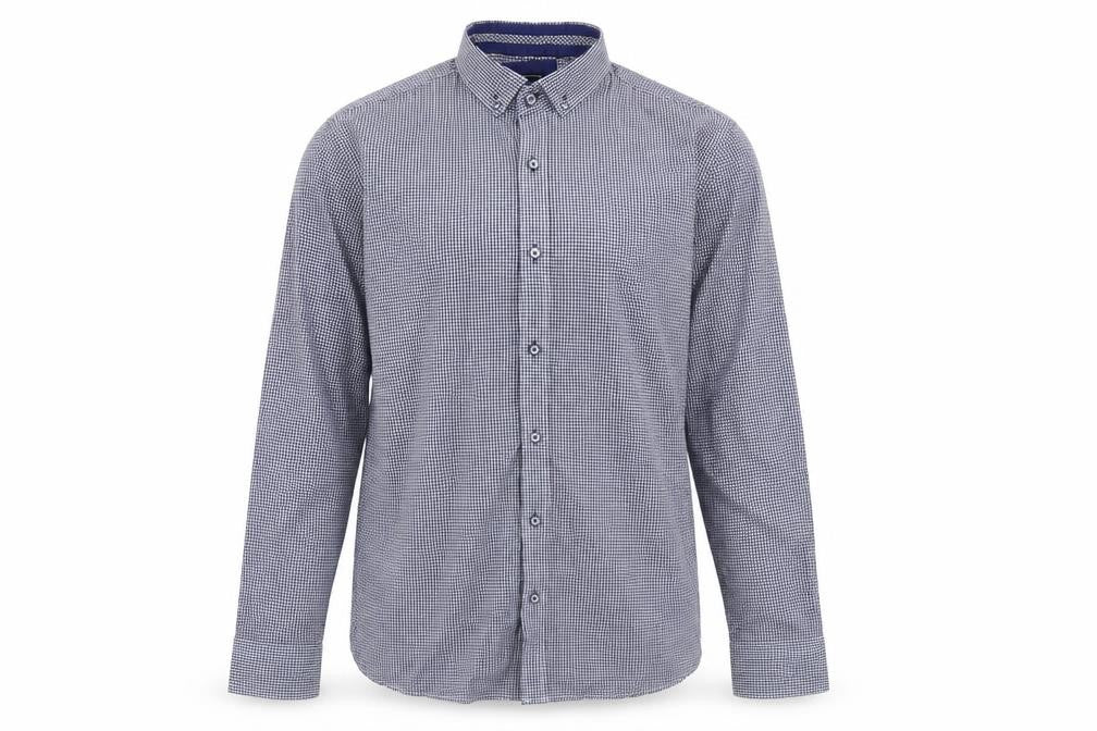Daniel Rosso Mens Blue Check Cotton  Button-Up Size L Collared