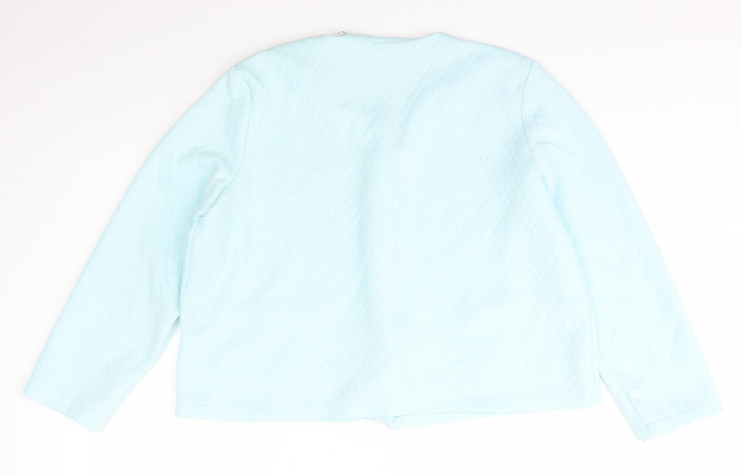 Bonmarché Womens Blue Scoop Neck Herringbone Polyester Cardigan Jumper Size 16
