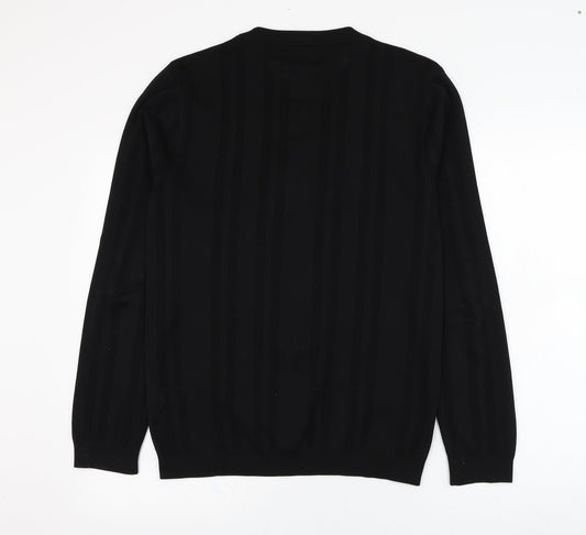 River Island Mens Black Round Neck  Polyester Pullover Jumper Size L
