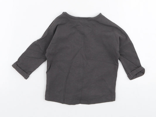 NEXT Girls Grey  Cotton Jersey T-Shirt Size 0-3 Months Round Neck Snap - Forever awesome