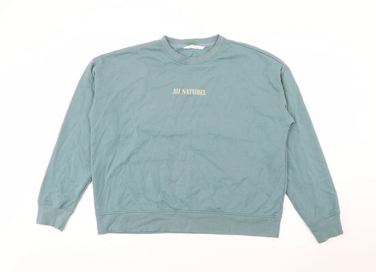 Primark Womens Green  Cotton Pullover Sweatshirt Size M   - Au Natural