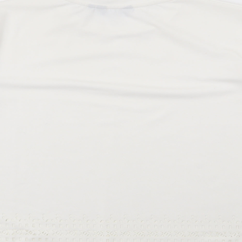New Look Womens White  Polyester Basic T-Shirt Size 8 Crew Neck