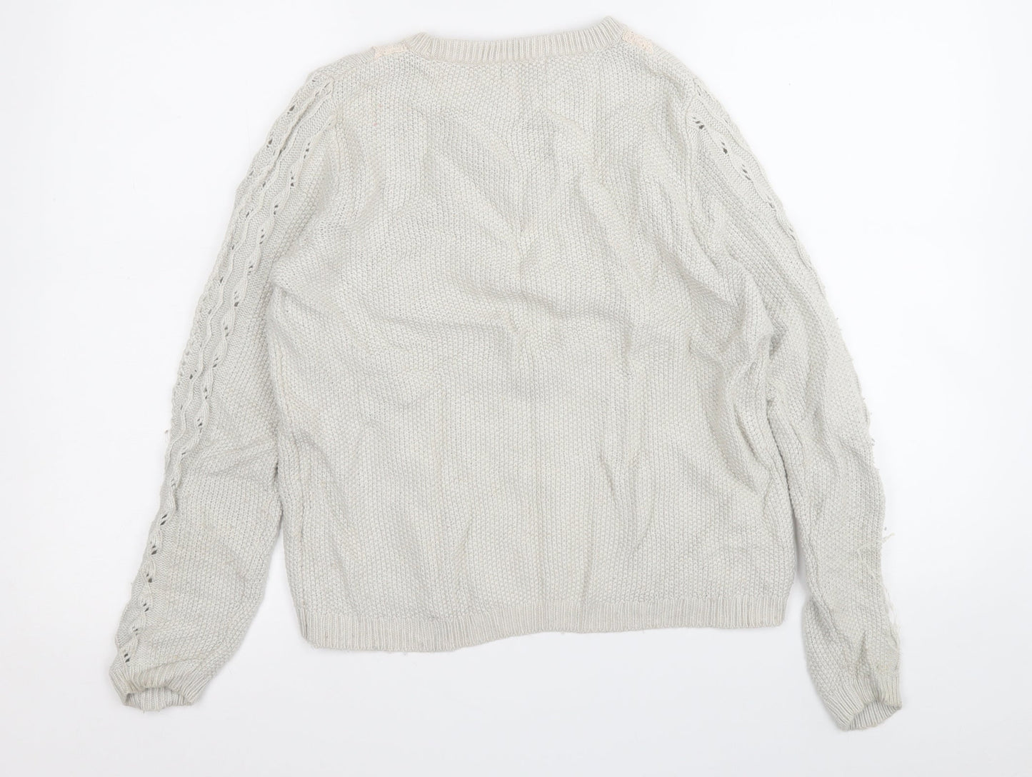 Indigo Womens Grey Round Neck  Polyamide Pullover Jumper Size 14
