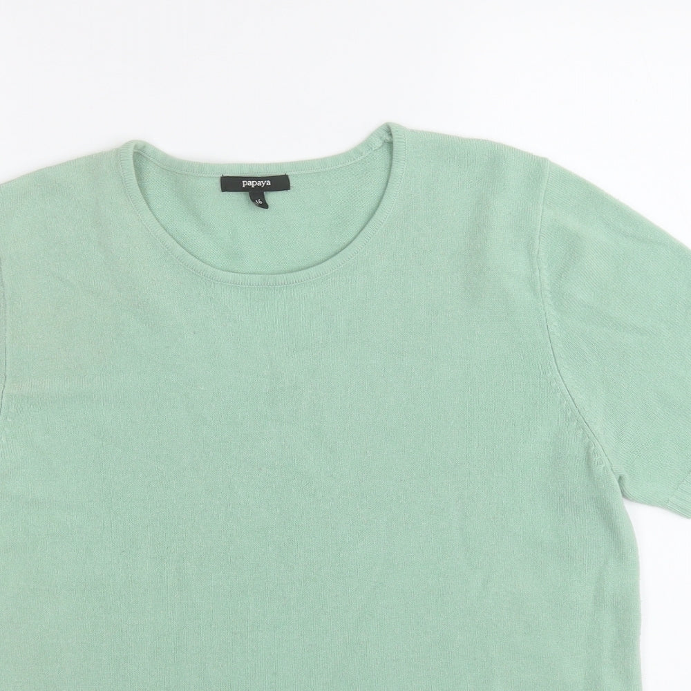 Papaya Womens Green Round Neck  Acrylic Pullover Jumper Size 16