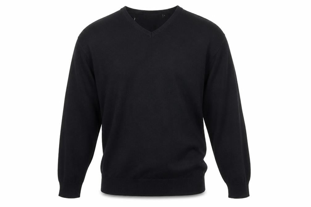 RUSSELL COLLECTION Mens Blue V-Neck  Cotton Pullover Jumper Size M