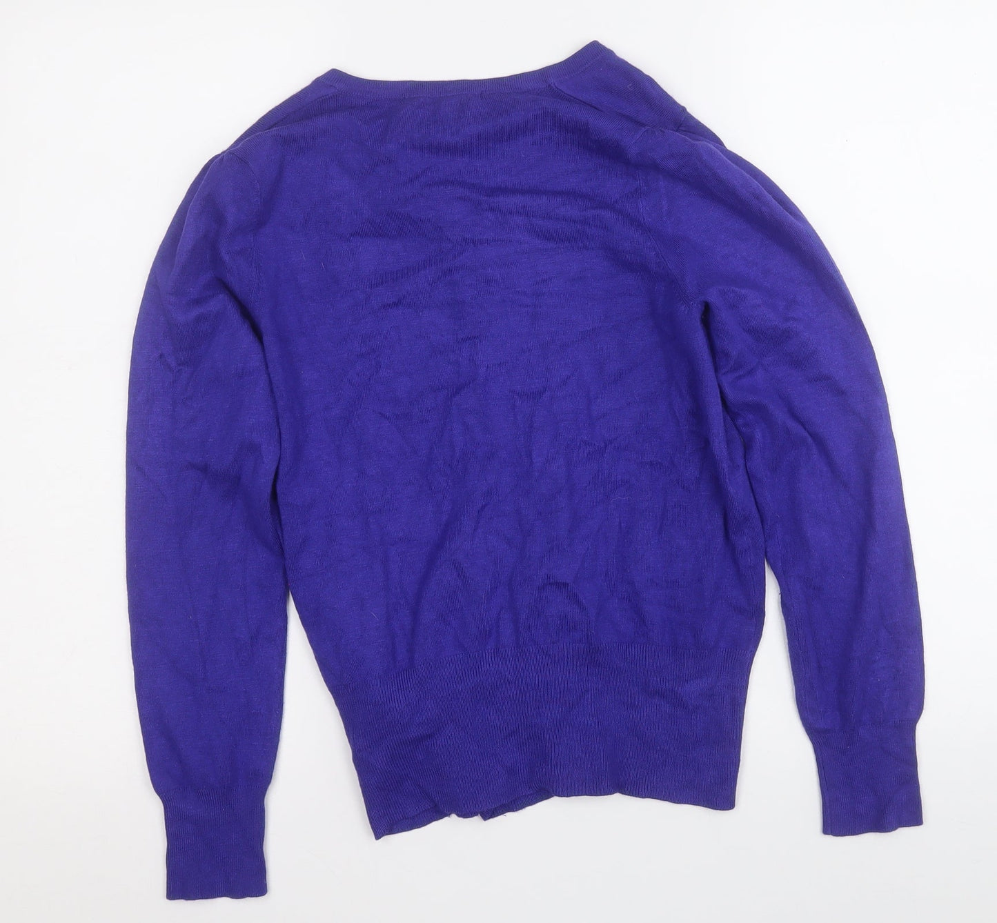 Marks and Spencer Womens Blue Round Neck  Viscose Cardigan Jumper Size 12