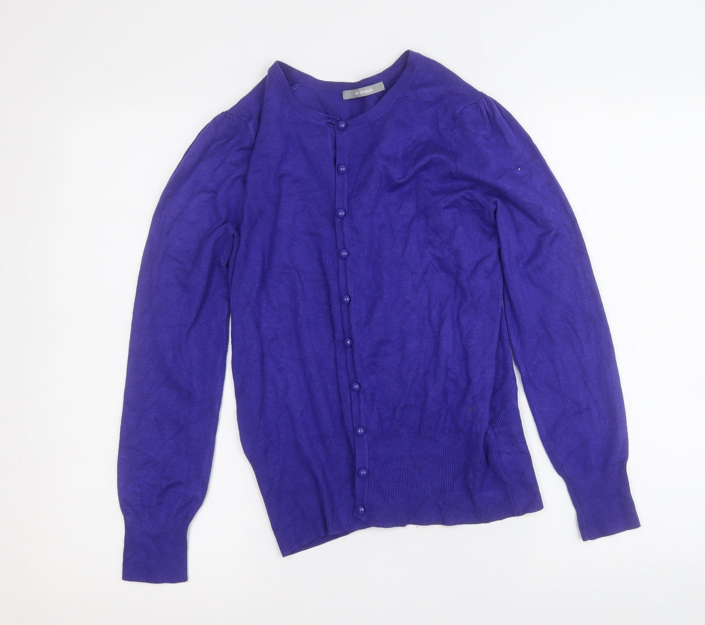 Marks and Spencer Womens Blue Round Neck  Viscose Cardigan Jumper Size 12