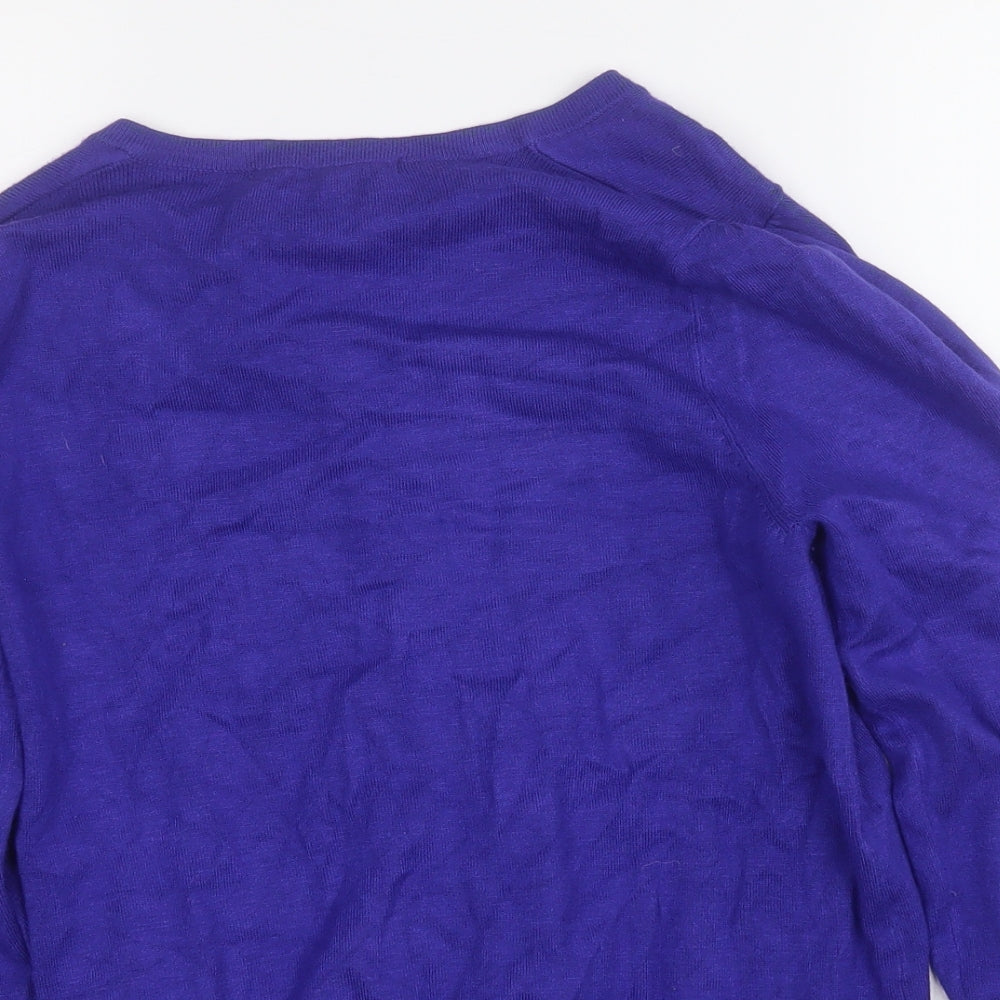 Marks and Spencer Womens Blue Round Neck  Viscose Cardigan Jumper Size 12