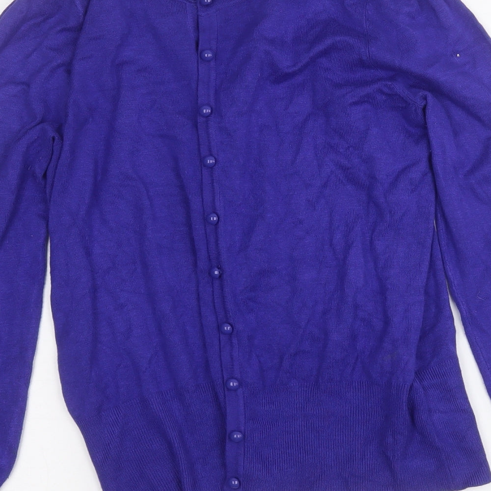 Marks and Spencer Womens Blue Round Neck  Viscose Cardigan Jumper Size 12