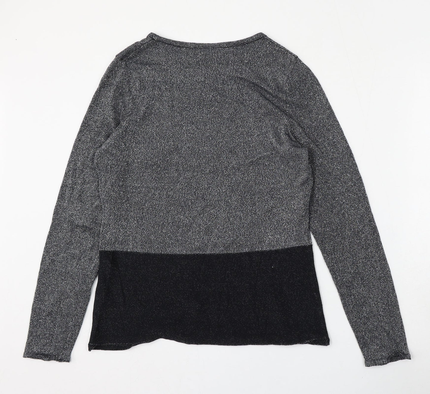 Avenue Womens Silver Round Neck  Cotton Pullover Jumper Size 12