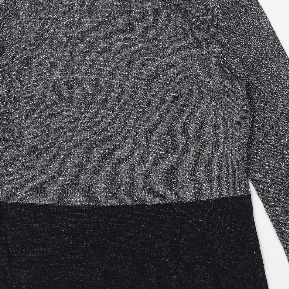 Avenue Womens Silver Round Neck  Cotton Pullover Jumper Size 12