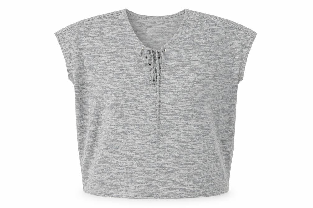 New Look Womens Grey  Viscose Basic Blouse Size S V-Neck