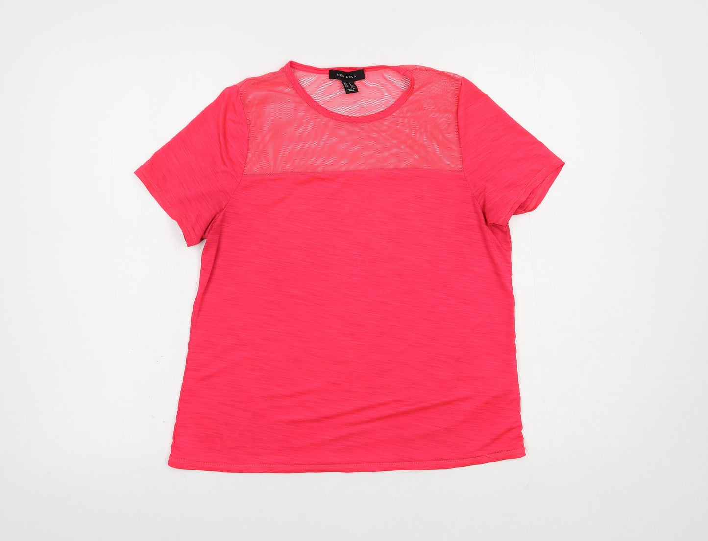 New Look Womens Pink  Polyester Basic T-Shirt Size S Crew Neck