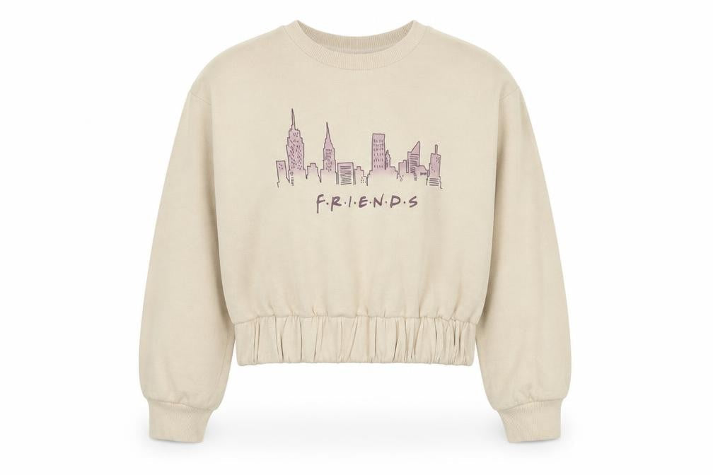 George Girls Beige Geometric Cotton Pullover Sweatshirt Size 9-10 Years   - Friends TV Series