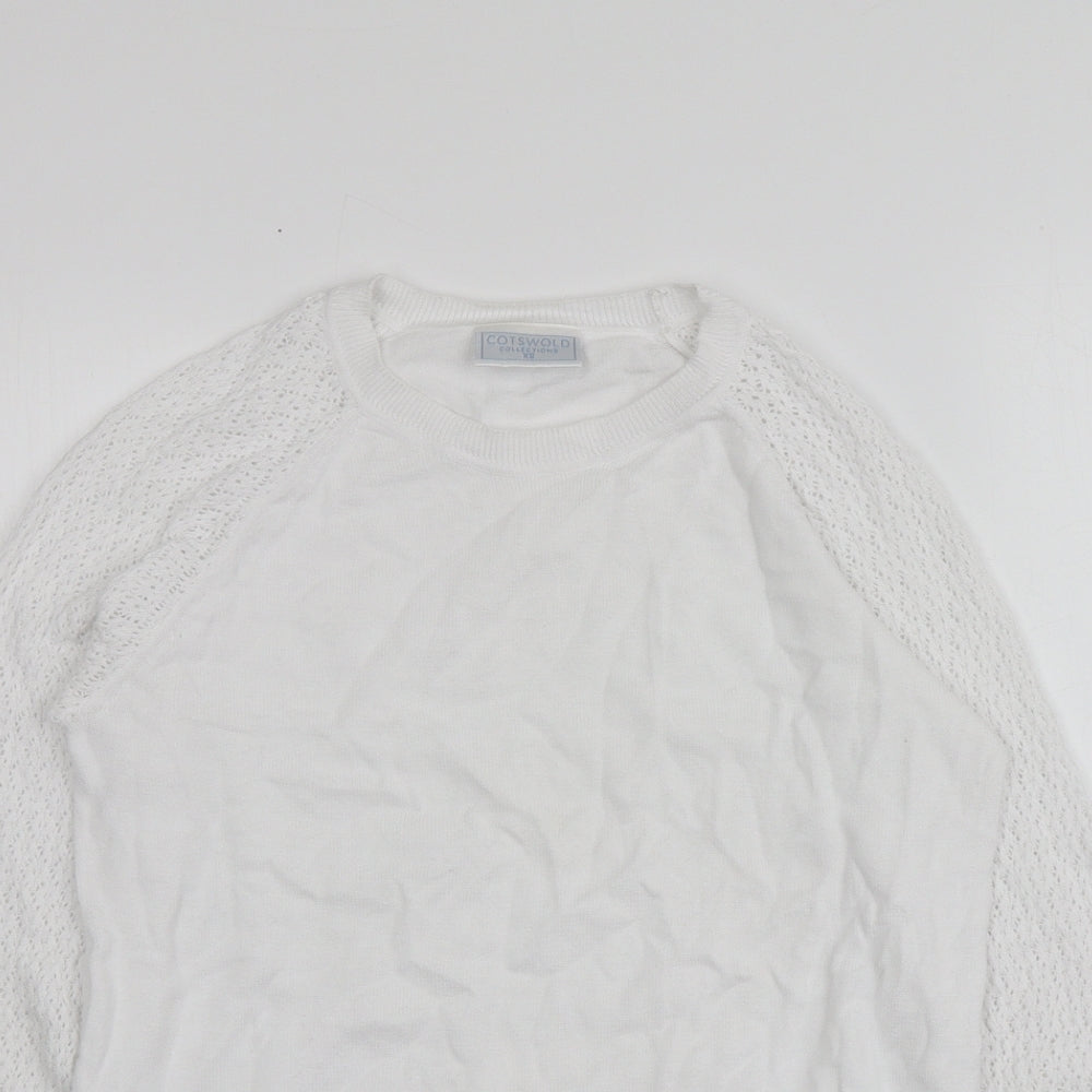 Cotswold Womens White Round Neck  100% Cotton Pullover Jumper Size XS