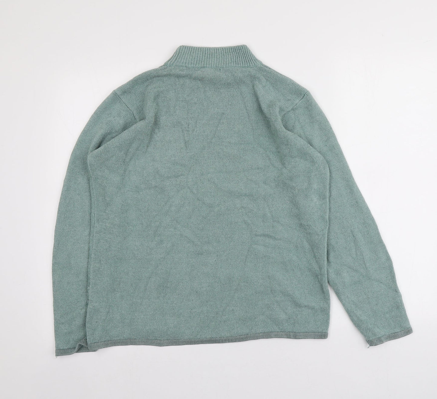 Fay Louise Womens Green High Neck Geometric Acrylic Pullover Jumper Size L