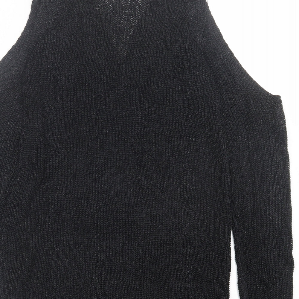 NEXT Womens Black V-Neck  Acrylic Pullover Jumper Size 6   - cold Shoulder