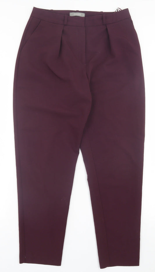 Oasis Womens Purple  Polyester Trousers  Size 10 L29 in Regular Hook & Eye