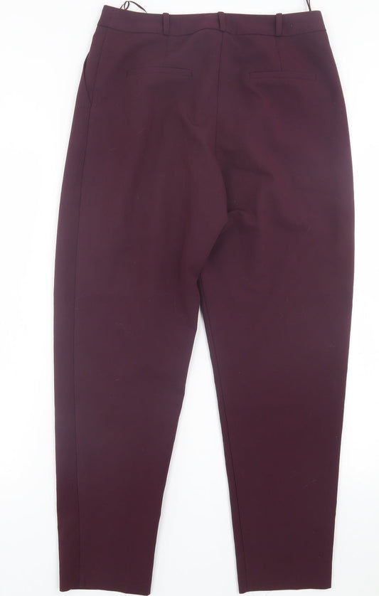 Oasis Womens Purple  Polyester Trousers  Size 10 L29 in Regular Hook & Eye