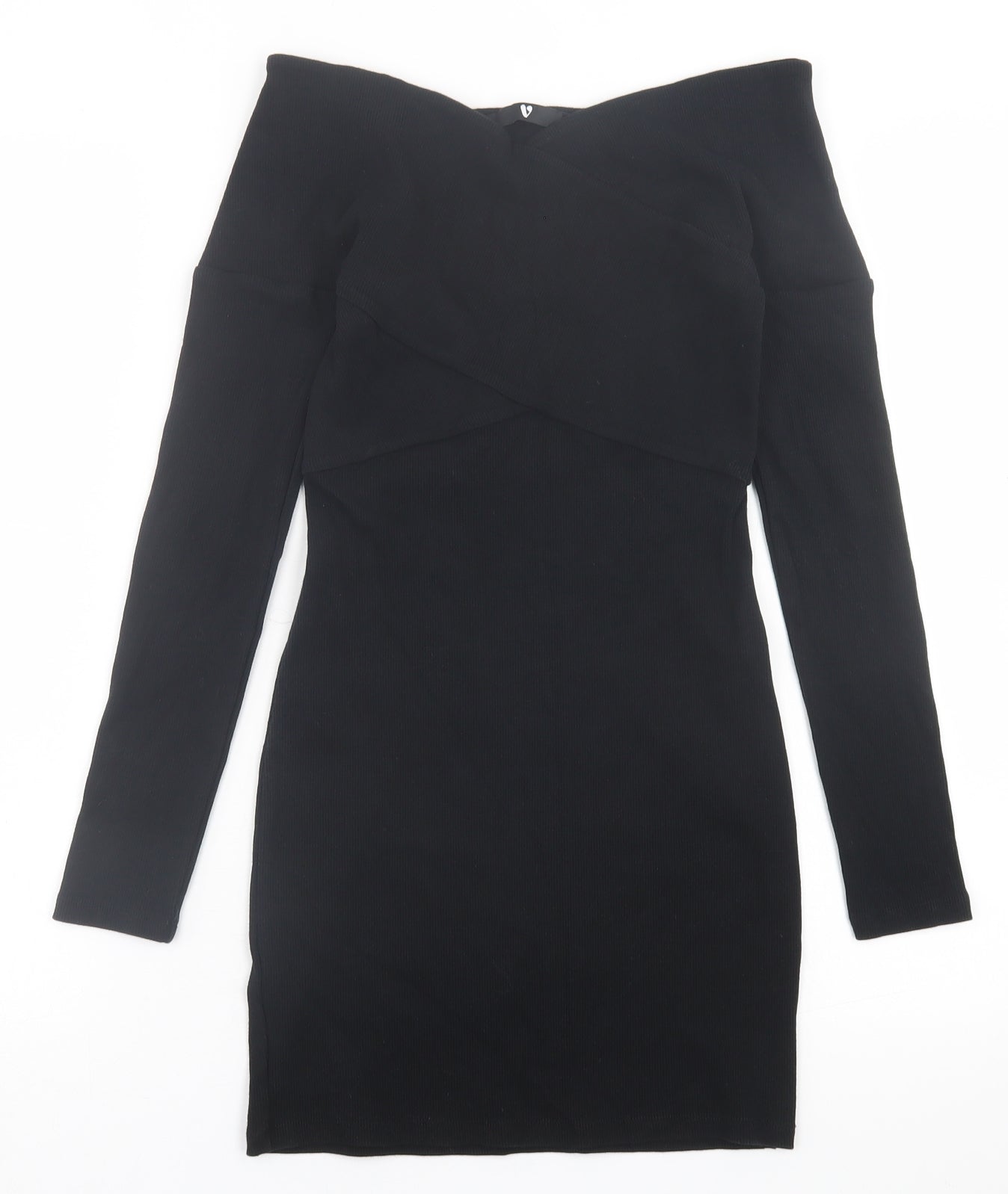 Very Womens Black  Cotton Bodycon  Size 8  Off the Shoulder Pullover
