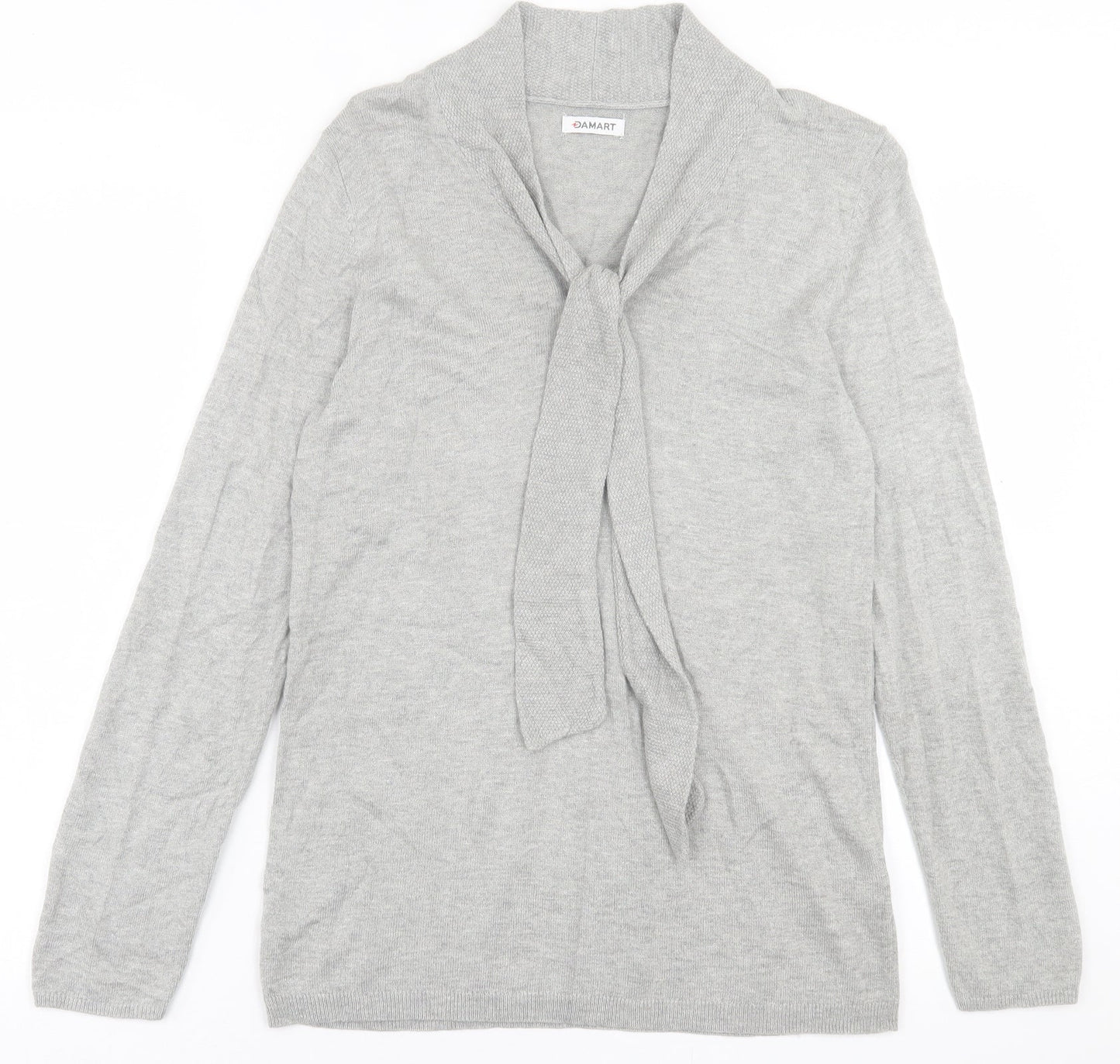 Damart Womens Grey V-Neck  Viscose Pullover Jumper Size 10