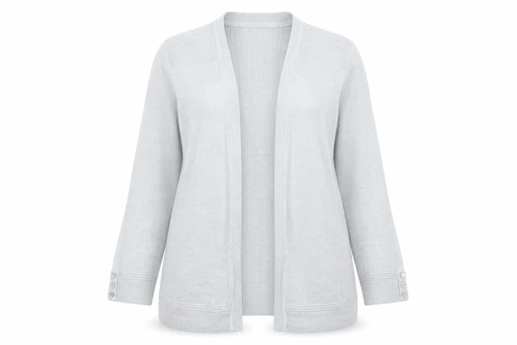 Maine Womens Grey V-Neck  Acrylic Cardigan Jumper Size 14