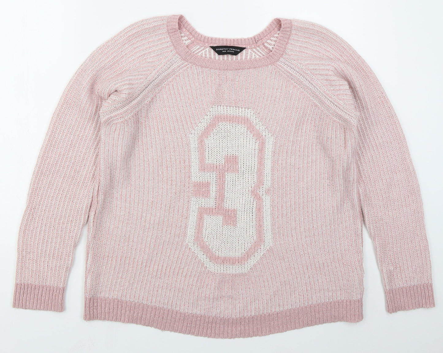 Dorothy Perkins Womens Pink Crew Neck  Acrylic Pullover Jumper Size 14   - 3