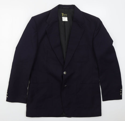 Turner Virr & Co Mens Blue  Polyester Jacket Suit Jacket Size 40