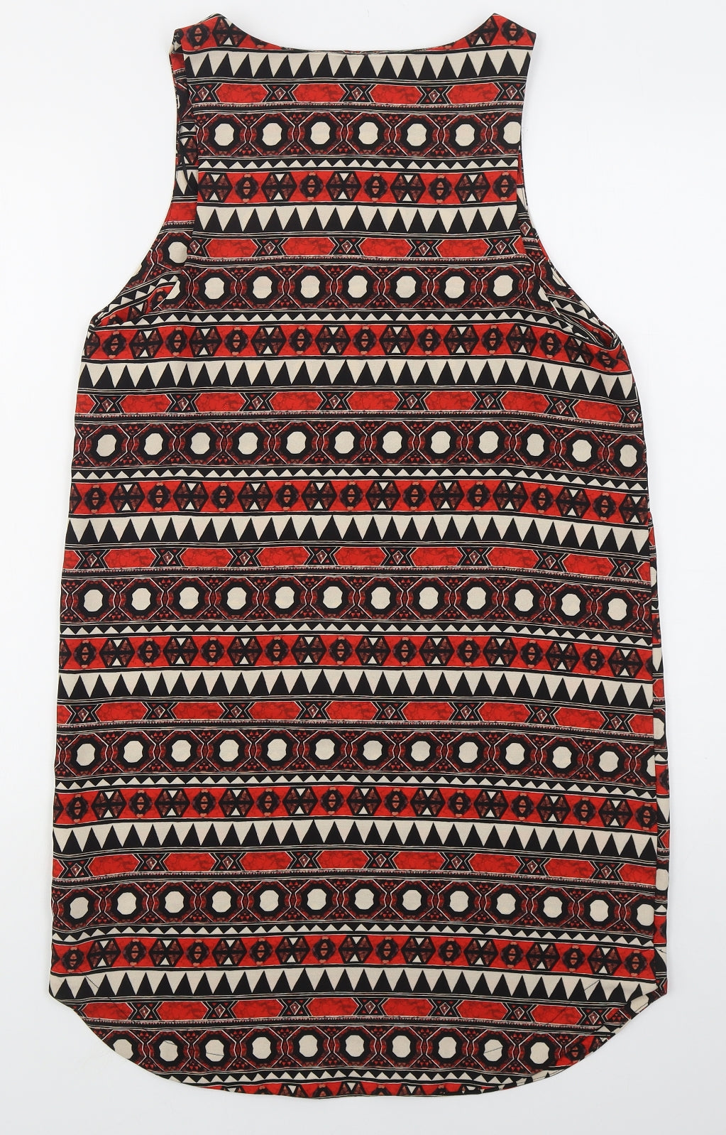 H&M Womens Red Geometric Polyester Tank Dress  Size 10  Round Neck Pullover
