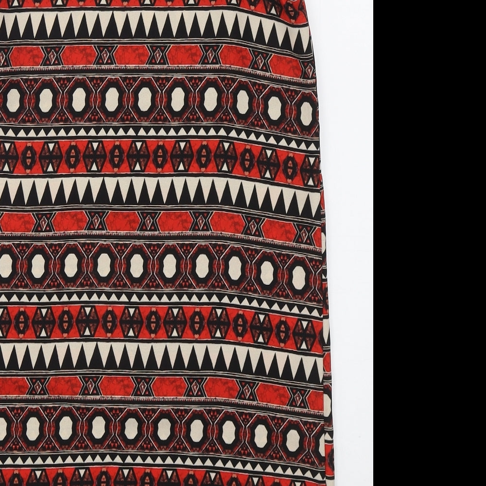 H&M Womens Red Geometric Polyester Tank Dress  Size 10  Round Neck Pullover